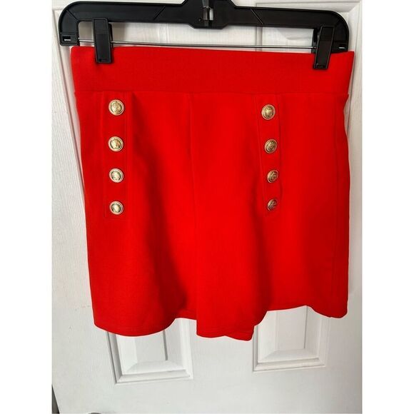 H&M red/orange pants size small high waisted with buttons shorts NWT - Picture 1 of 6
